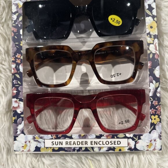 Tahari Premium Rreading glass Collection +2.50 Sun Reader included New - Picture 3 of 5